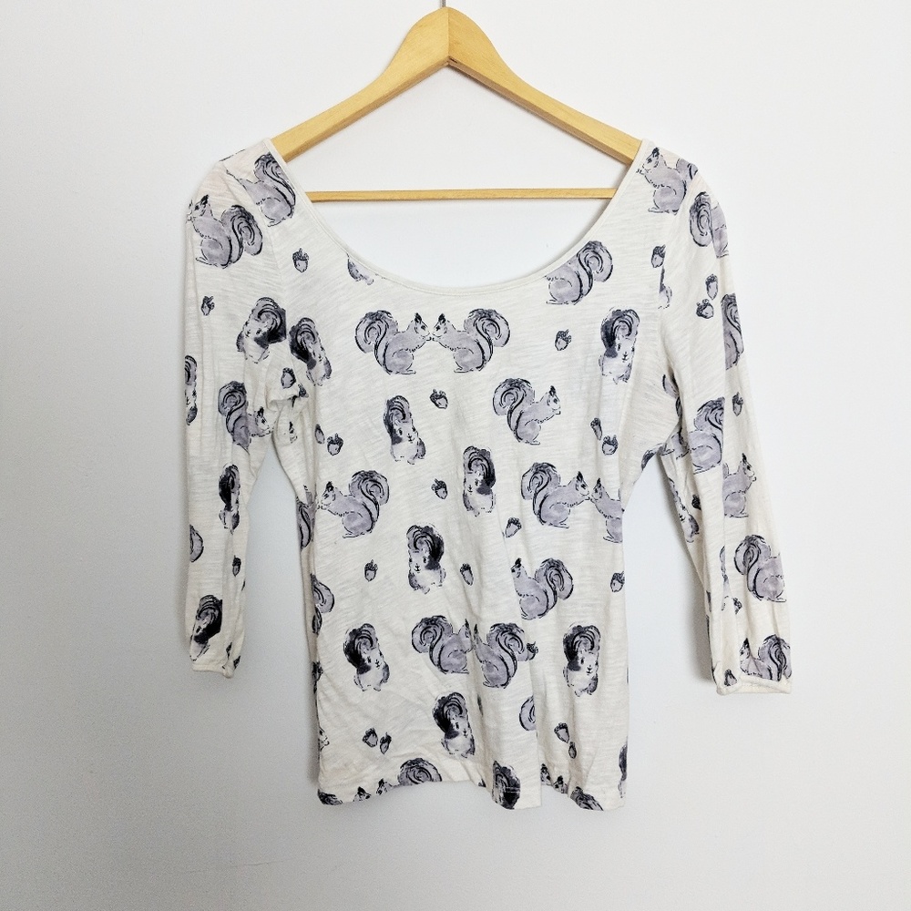 Anthropologie Postmark Squirrel Forest Fete Tee